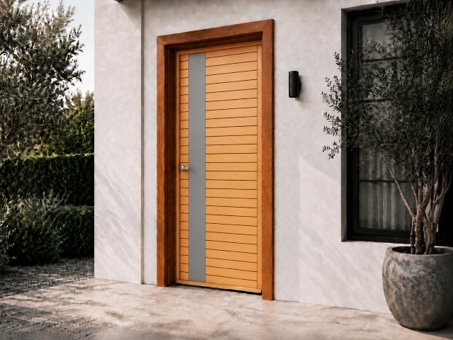 AU_Door_Single Swing_Steel Vertical Plate-Grooved Panel
